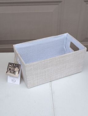 Cream Fabric Storage Bin with Handles